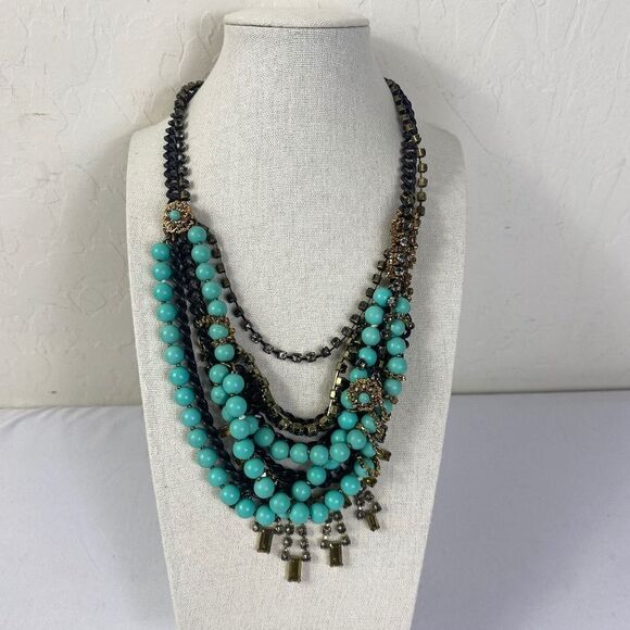 Stella and Dot Jewelry - Stella and Dot Marchesa Turquoise and multi layer Chains and Rhinstones Mix medi